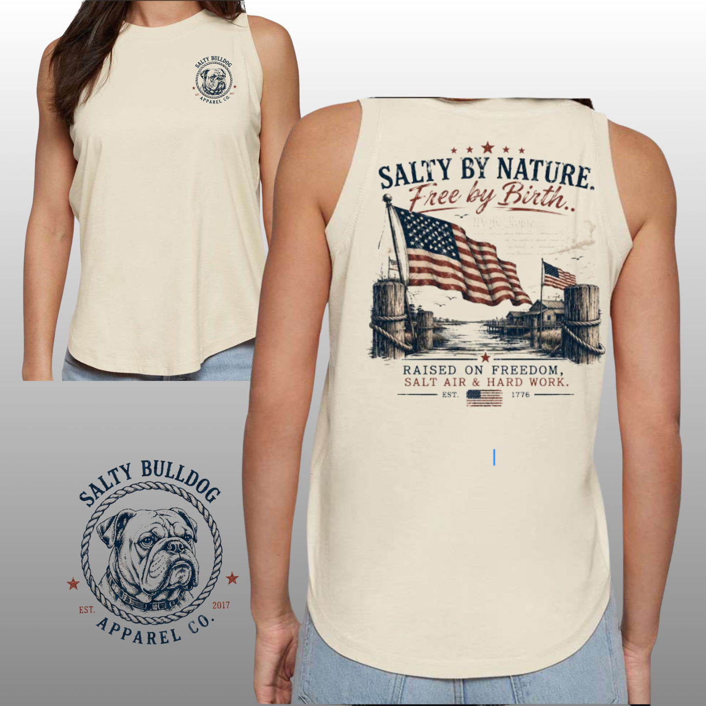 SBA Salty by Nature, Free by Birth tank top