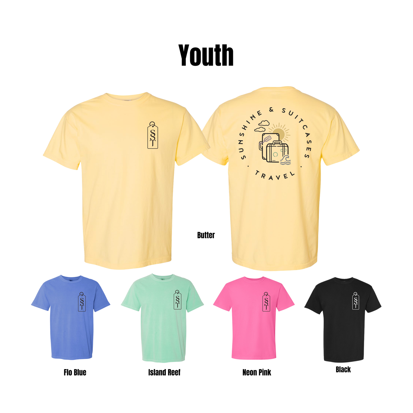 Youth Sunshine & Suitcases Travel Tag sleeve short