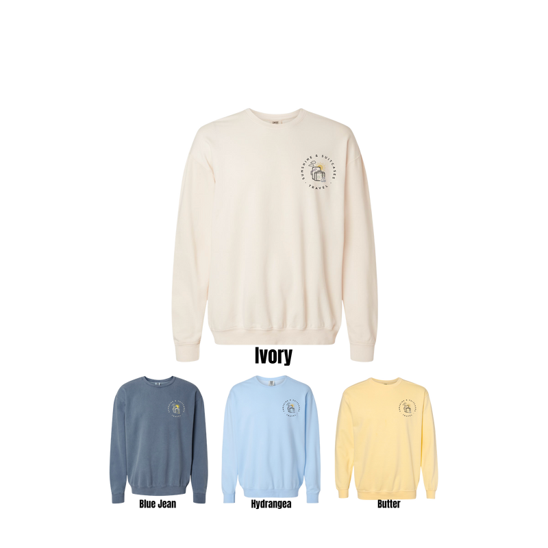 Sunshine & Suitcases Travel crewneck sweatshirt with small classic logo (Copy)