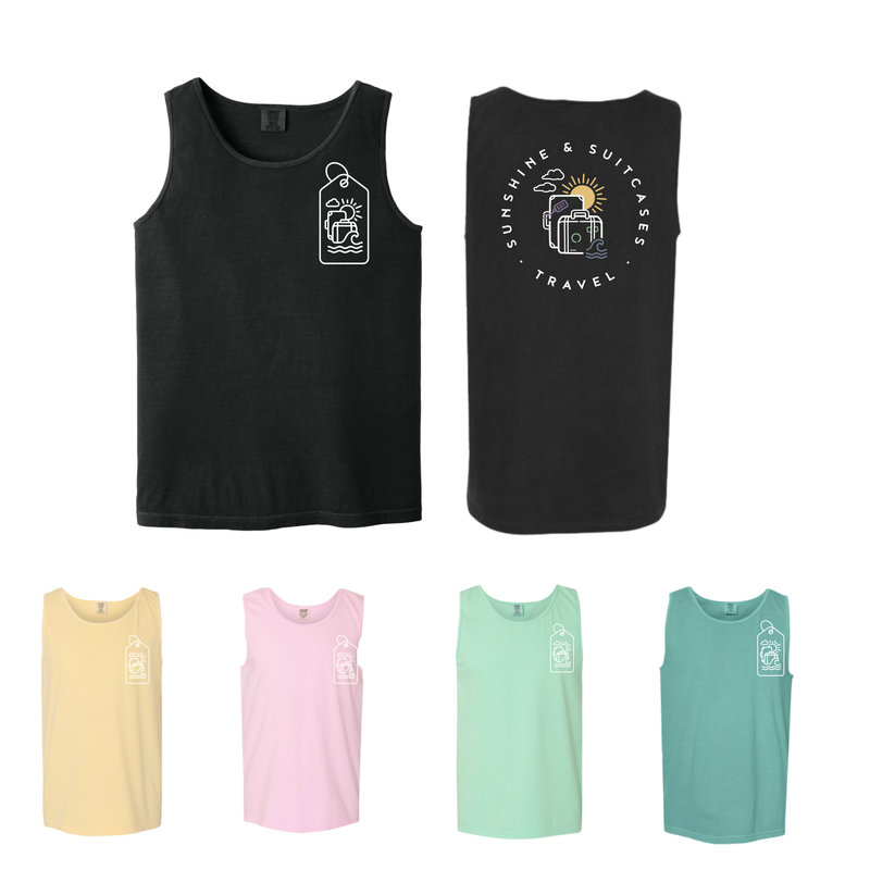 Sunshine & Suitcases tag logo tank
